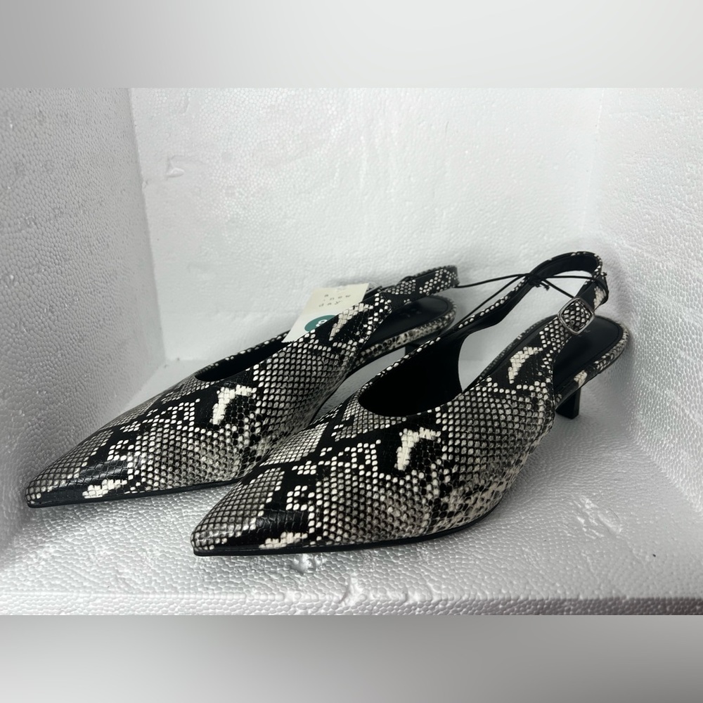 a new day Black & White Snake-Print Slingback Pointed Toe Heels